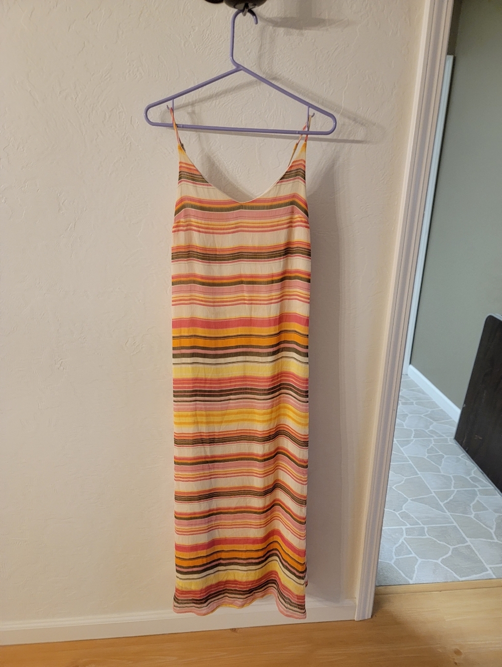 Old NAVY Striped Summer Slip Dress in Yellow and Pink Size Spp